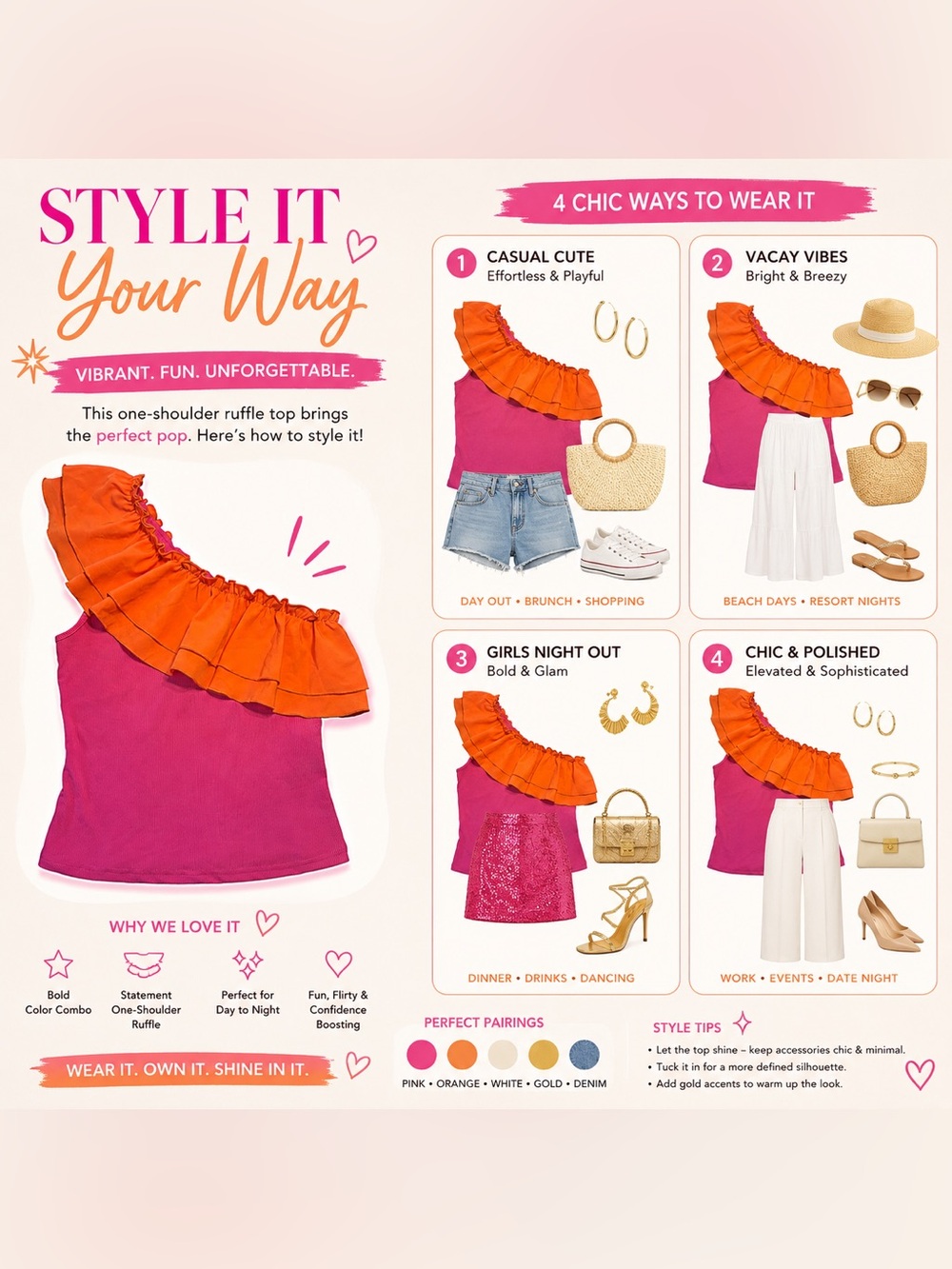 🍊 Joress One-Shoulder Ruffle Top 💖 - Picture 3 of 8